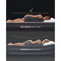 Intex Dura Beam Plus Mid Rise Air Mattress Fiber Tech, Queen Size Built In Usb Electric Pump 14In Bed Height 600LB Weight Capacity