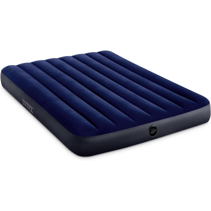 Intex Dura Beam Standard Downy Air Mattress Fiber Tech Full Size 10In Bed Height 600Lb Weight Capacity Pump Sold Separately, Blue