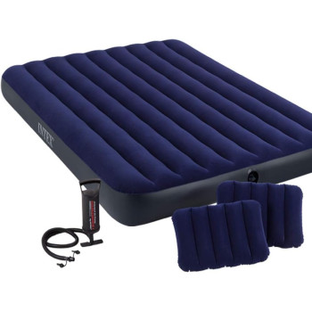 Intex Sleeping Downy Queen Set Air Mattresses, Blue, Medium