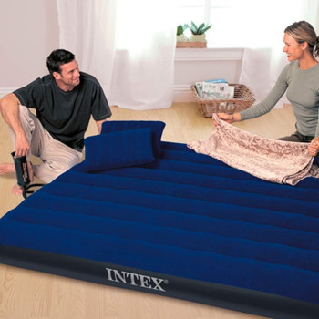 Intex Sleeping Downy Queen Set Air Mattresses, Blue, Medium