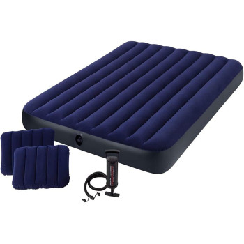 Intex Sleeping Downy Queen Set Air Mattresses, Blue, Medium