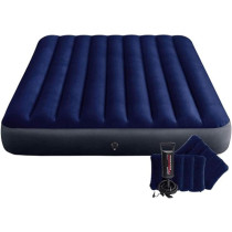 Intex Inflatable Mattress Pump 2 Pillows, Blue Queen