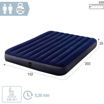 Intex Dura-Beam Standard Classic Downy Air Bed, Multicoloured