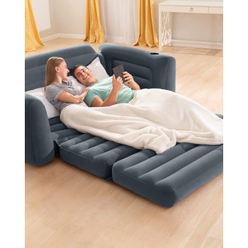 Intex Velvet Pull-Out Inflatable Bed Series, Grey, 440 Pounds