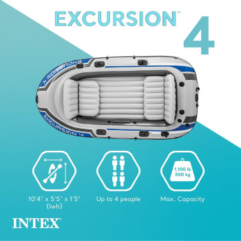 Intex Excursion Inflatable Boat Series, Grey, Polyvinyl Chloride