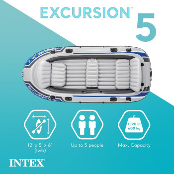 Intex Plastic Excursion Inflatable Boat Series, White