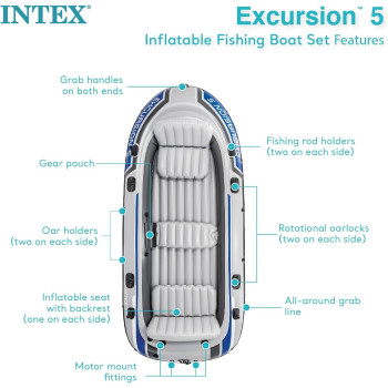 Intex Plastic Excursion Inflatable Boat Series, White