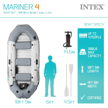 Intex Plastic Mariner Inflatable Boat Set Series, Grey