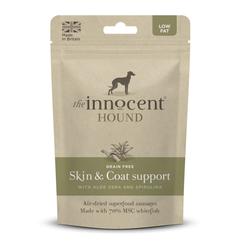 The Innocent Hound Skin & Coat White Fish Aloe Vera & Spirulina Dog Sausages 10pcs