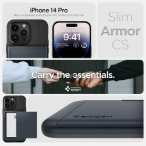 Spigen Slim Armor Cs Designed For iphone 14 Pro Case, Metal Slate