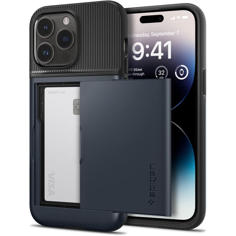 Spigen Slim Armor Cs Designed For iphone 14 Pro Case, Metal Slate