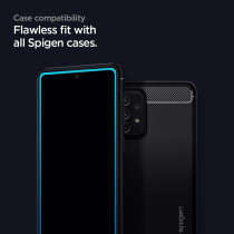 Spigen Tempered Glass Compatible With SaMSung Galaxy A72, Installation Kit Included, Full Coverage, Scratch Resistant, 9H Screen Protector
