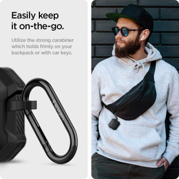 Spigen Tough Armor Designed For Airpods 3rd Generation Case Protective Airpods 3 Case With Keychain, Dual Layer Solid Protection, Black