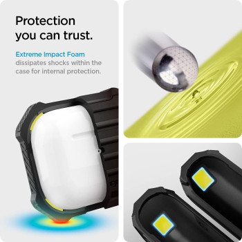 Spigen Tough Armor Designed For Airpods 3rd Generation Case Protective Airpods 3 Case With Keychain, Dual Layer Solid Protection, Black