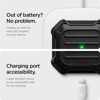 Spigen Tough Armor Designed For Airpods 3rd Generation Case Protective Airpods 3 Case With Keychain, Dual Layer Solid Protection, Black