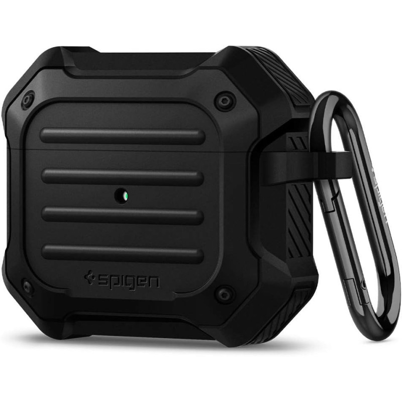 Spigen Tough Armor Designed For Airpods 3rd Generation Case Protective Airpods 3 Case With Keychain, Dual Layer Solid Protection, Black