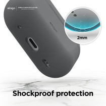 Elago Compatible With Airpods Pro 2 Case, Silicone Case With Keychain Compatible With Apple Airpods Pro 2nd Generation Case, Front LED Visible, Supports Wireless Charging, Dark Grey