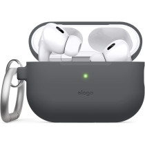 Elago Compatible With Airpods Pro 2 Case, Silicone Case With Keychain Compatible With Apple Airpods Pro 2nd Generation Case, Front LED Visible, Supports Wireless Charging, Dark Grey