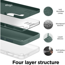 Elago Compatible With SaMSung Galaxy S24 Plus Case, Liquid Silicone Case, Full Body Protective Cover, Shockproof, Anti-Scratch Soft Microfiber Lining, 6.7 Inch, Midnight Green