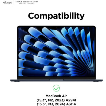 Elago Ultra Slim Hard Case Compatible With Mabcook Air M2 M3 2023 2024 15.3 Inch With Touch Bar A2941/A3114 Dark Grey, Full Protection, Access To All Features