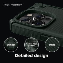 Elago Armor Compatible With iphone 14 Pro Max Case 6.7 Inch Us Military Grade Drop Protection, Carbon Fiber Texture, Shockproof Bumper Cover, Darkgreen