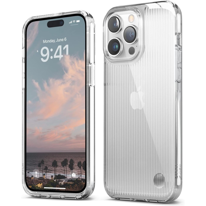 Elago Clear Case Compatible With iphone 14 Pro Max Case Clear 6.7 Inch, TPU Hybrid Technology, Anti-Yellowing, Pattern Glass Effect, Shockproof Bumper Cover, Full Body Protection