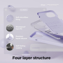 Elago Compatible With iphone 15 Plus Case, Liquid Silicone Case, Full Body Protective Cover, Shockproof, Slim Phone Case, Anti-Scratch Soft Microfiber Lining, 6.7 Inch, Purple