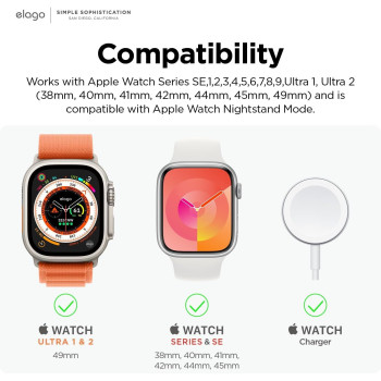 Elago W5 Stand Compatible With Apple Watch Ultra2/Ultra/9/8/7/6/5/4/3/2/1/Se, 49Mm, 45Mm, 44Mm,42Mm, Compatible With Nightstand Mode, Light Grey