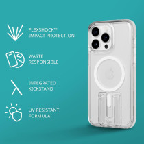 Tech21 Evo Crystal Kick Case For iphone 15 Pro Max, Compatible With Magsafe, Impact Protection Case, Kickstand, White