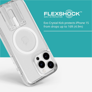 Tech21 Evo Crystal Kick Case For iphone 15 Pro Max, Compatible With Magsafe, Impact Protection Case, Kickstand, White