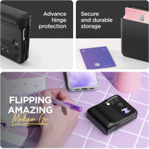 VRS Design Terra Guard Modern Go Phone Case For Galaxy Z FlIP 4 5G, Premium Modern Neat Style Spring-Loaded Hinge Cover Wallet Case, Matte Black
