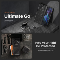VRS Design Phone Case For Galaxy Z Fold 5 5G Phone Case Terra Guard Ultimate Go, Wallet Case Premium Sturdy Hinge Protection W/Tempered Glass Screen Protector, Matte Black