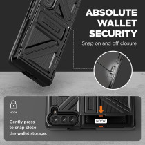 VRS Design Phone Case For Galaxy Z Fold 5 5G Phone Case Terra Guard Ultimate Go, Wallet Case Premium Sturdy Hinge Protection W/Tempered Glass Screen Protector, Matte Black