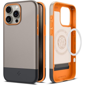 Spigen Magnetic Style Armor Magfit Designed For iphone 15 Pro Case, Compatible With Magsafe, Alpine Gold