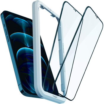 Spigen Alignmaster Screen Protector Compatible With iphone 12 Pro Max, Full Coverage, Scratch-Resistant, 9H Hardness Film