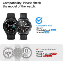 Spigen Tempered Glass Screen Protector Designed For Galaxy Watch 4 Classic, 2 Pack