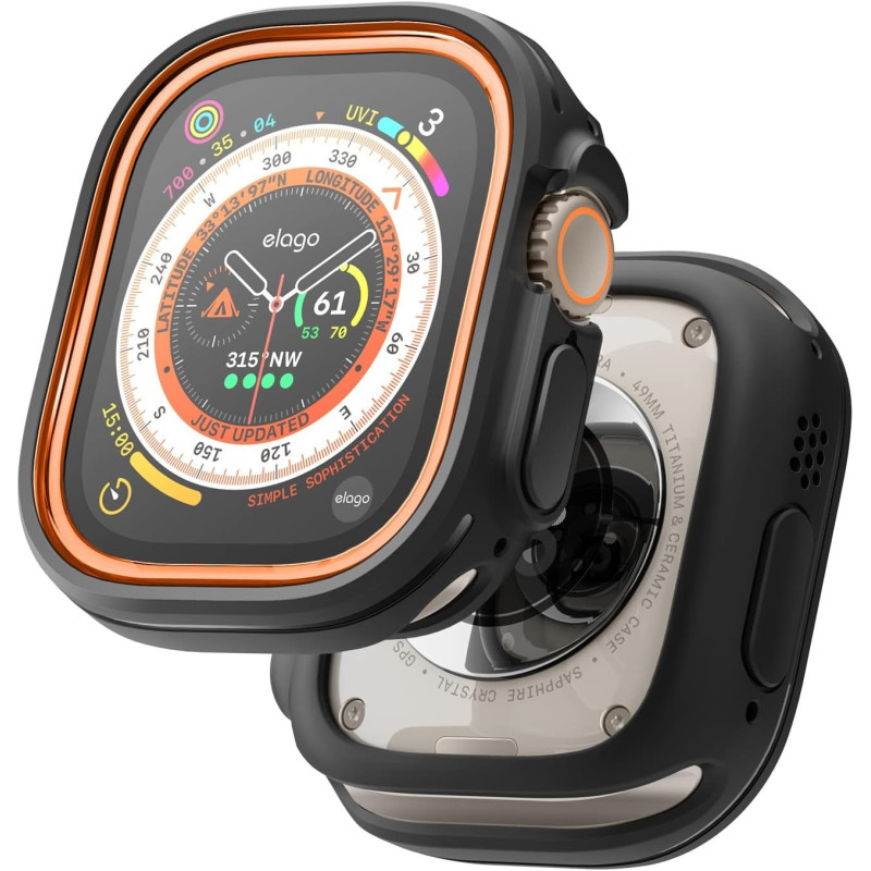 Elago Duo Case Compatible With Apple Watch Ultra 2, Apple Watch Ultra Case, Full Protection Hard Pc And TPU Material, Full Access To Screen, Two Pcs Included, Strap Not Included