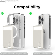 Elago Magnetic Wallet Card Holder 2 Cards Compatible With Magsafe For iphone 15, iphone 14, iphone 13, iphone 12 Series, Long Last Silicone, Scratch And Damage Protection, Stone