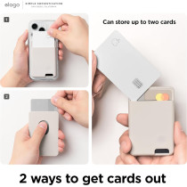 Elago Magnetic Wallet Card Holder 2 Cards Compatible With Magsafe For iphone 15, iphone 14, iphone 13, iphone 12 Series, Long Last Silicone, Scratch And Damage Protection, Stone