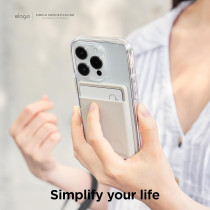 Elago Magnetic Wallet Card Holder 2 Cards Compatible With Magsafe For iphone 15, iphone 14, iphone 13, iphone 12 Series, Long Last Silicone, Scratch And Damage Protection, Stone