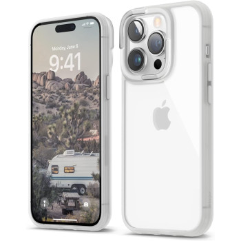 Elago Dual Clear Case Compatible With iphone 14 Pro Case Clear, 6.1 Inch, Pc And TPU Hybrid Technology, Reduced Yellowing, Crystal Clear, Shockproof Bumper Cover, Full Body Protection, White
