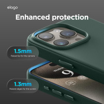 Elago Magnetic Leather Case Compatible With iphone 15 Pro Max Case, Compatible With All Magsafe Accessories, 6.7 Inch Built In Magnets, Vegan Leather, Shockproof, Water Resistant, Midnight Green