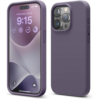 Elago Compatible With iphone 15 Pro Case, Liquid Silicone Case, Full Body Protective Cover, Shockproof, Anti-Scratch Soft Microfiber Lining, 6.1 Inch, Deep Lavender
