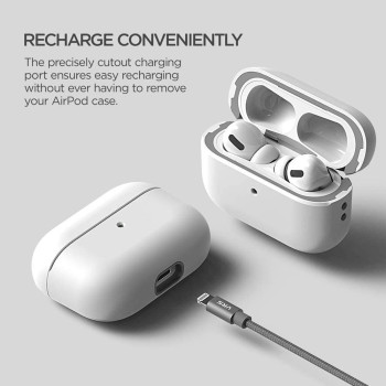 VRS Design Compatible With Apple Airpods Pro Case With Lanyard, White, Led-Visible Full Body Shockproof Hard Shell Protective Cover