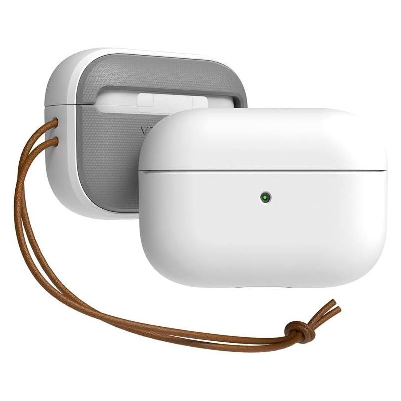 VRS Design Compatible With Apple Airpods Pro Case With Lanyard, White, Led-Visible Full Body Shockproof Hard Shell Protective Cover