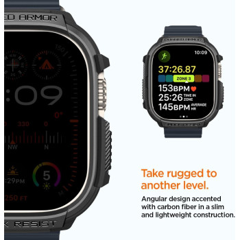 Spigen Rugged Armor Designed For Apple Watch Ultra 2/Apple Watch Ultra Case Durable TPU Case For Apple Watch Ultra 49Mm Case, Black