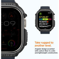 Spigen Rugged Armor Designed For Apple Watch Ultra 2/Apple Watch Ultra Case Durable TPU Case For Apple Watch Ultra 49Mm Case, Black