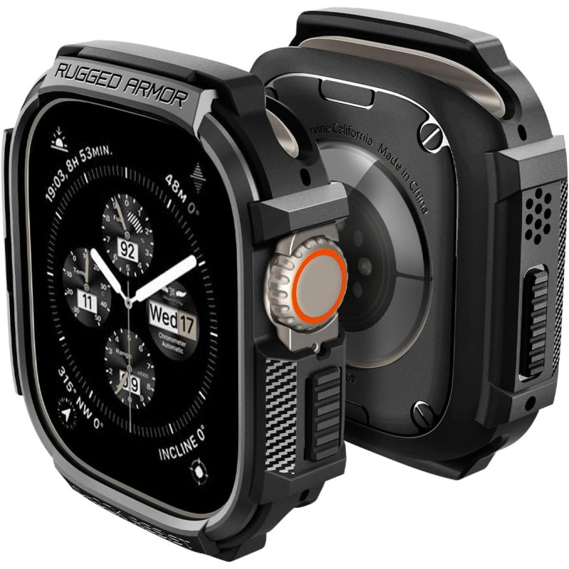 Spigen Rugged Armor Designed For Apple Watch Ultra 2/Apple Watch Ultra Case Durable TPU Case For Apple Watch Ultra 49Mm Case, Black