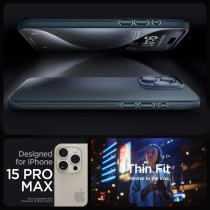 Spigen Thin Fit Designed For iphone 15 Pro Max Case Military Grade Protection, Metal Slate