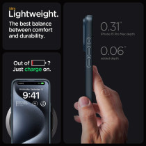 Spigen Thin Fit Designed For iphone 15 Pro Max Case Military Grade Protection, Metal Slate
